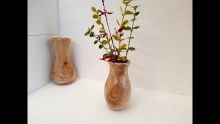 Wood turning a small Twig vase from a piece of branch wood ELM.#woodart #woodvase