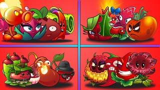 4 RED Team Plants Battlez - Who Will Win? - PvZ 2 Team Plants vs Team Plants