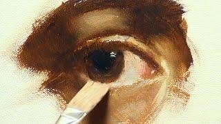 How to sketch an eye using long flat comber brushes