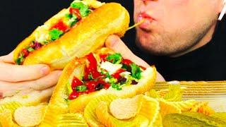 ASMR Homemade HOT-DOG, Coloured Veggie Chips - Eggmode ASMR