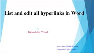 List and edit all hyperlinks in Word