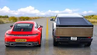 New Porsche 911 v Cybertruck: DRAG RACE