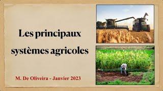 Les différents systèmes agricoles (agriculture intensive, extensive, commerciale, vivrière)