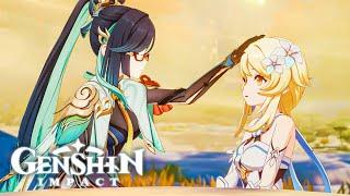 CINEMATIC CUTSCENE!! LUMINE Meets AETHER Cutscene Genshin Impact | XIANYUN is The Best Mom!!