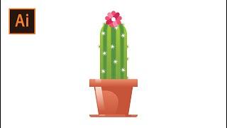 Flat Design Cactus tutorial in Illustrator