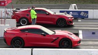 ZL1 Camaro vs Corvette C7 - drag racing