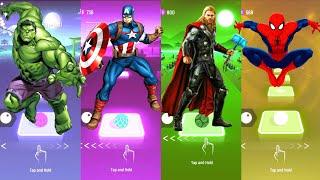 Hulk  Captain America  Thor  Spiderman | Marvel Heroes | Tiles Hop Fun Ball