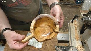 Woodturning - Turning the most lovely wood -  Yew .