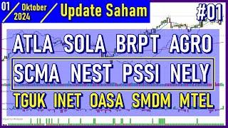 01/10/2024 Update Saham ATLA SOLA BRPT AGRO SCMA NEST PSSI NELY TGUK INET OASA SMDM MTEL