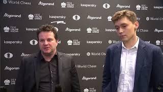 Andrey Esipenko Etienne Bacrot after Round 3 of the FIDE Grand Prix 2022