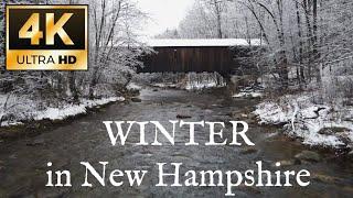 3 Hours of 4k Drone Winter Scenery in New Hampshire. Snow Storms, falling snow, and no repeat shots.