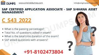 Guaranteed Success With Original Dumps || C_S43_2022 Exam Dumps || SAP S/4HANA Asset Management