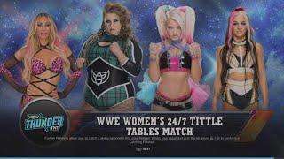WWE 2K24 Piper VS Carmella, Bliss '16, Dakota Fatal 4-Way Tables Elm. Match WWE Women's 24/7 Tittle