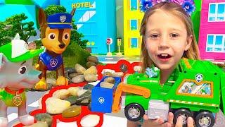 Nastya aprende como reciclar coisas no Dia da Terra com brinquedos Paw Patrol