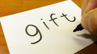 How to turn words "GIFT（Christmas Gift）" into a Cartoon -  How to draw doodle art on paper