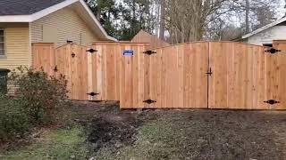 8 ft Western Red Cedar Privacy Fence Double Gate Arched and Capped