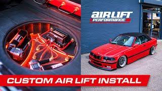 BMW E36 Custom Air Lift Suspension Install with custom boot build | Car Audio & Security