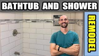 How to Install Bathtub and Tile Shower Surround  - DOVOH Laser Level 360 Self Leveling