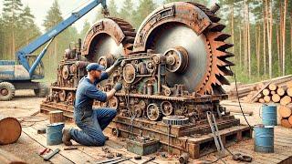 Amazing Restoration Transforms a Giant Rusty and Damaged Wood Processing Machine to Like New
