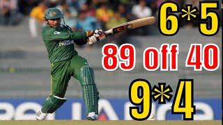 ●Abdul Razzaq 89 off 40 Balls Vs New zealand 2004 ●Razzaq 89 with 9 Fours & 5 Sixes