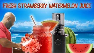 Making Fresh Strawberry Watermelon Lemonade Juice  w/ Nama J2 Cold Press Juicer 