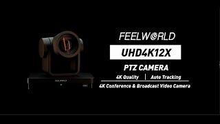 FEELWORLD UHD4K12X  4K PTZ Camera USB POE 12X Optical Zoom, Auto Tracking Focusfor Live Stream