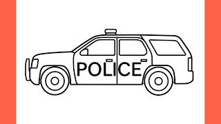 How to draw a POLICE CAR / drawing police car suv step by step / draw Chevrolet Tahoe easy