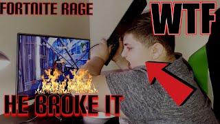 FAT KID rages over fortnite! BREAKS CONTROLLER (caught on camera)