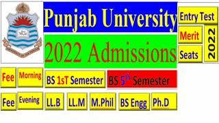 pu admission 2022 | Punjab university admission 2022 | BS 5th semester | BS | ll.b | m.phil | ph.d