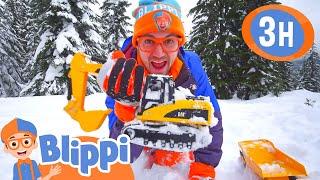 Playing in the Snow with Excavator | Blippi - Kids Playground | Educational Videos for Kids