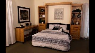 BEAUTIFUL Knotty Alder + Rolling Desk Vertical Queen MURPHY BED