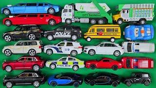 Limousine Car, Police Car with Siren, Rolls Royce, Ambulance, School Bus, Diecast Car Collection