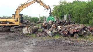 Wood Splitting with Excavator - Holz Spalten mit dem Bagger