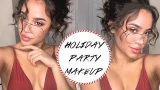 FOUNDATION + EYEBROW ROUTINE & GRWM HOLIDAY MAKEUP! | Maria Bethany