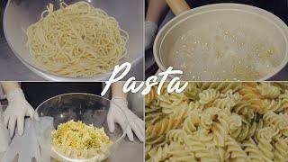 From boiling pasta to serving! (feat. pusilli noodles, spaghetti noodles)