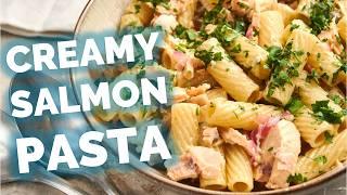 20-Min Lemon Herb Salmon Pasta in a Creamy Sauce