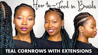 HOW TO DO FEED-IN BRAIDS | SIMPLE PROTECTIVE STYLE | KHADIJAHWITHAH | CORNROWS