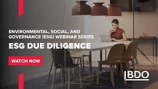 ESG webinar: ESG due diligence