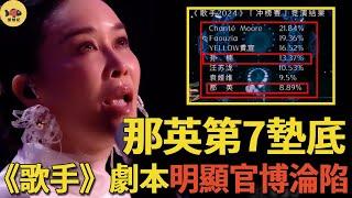 那英第7墊底，現場強忍淚水！《歌手》劇本明顯，官博評論區淪陷！網友：玩劇本就別播了！#那英#歌手#歌手2024#孫楠#閒娛記