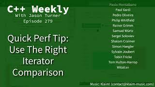 C++ Weekly - Ep 279 - Quick Perf Tip: Use The Right Iterator Comparison