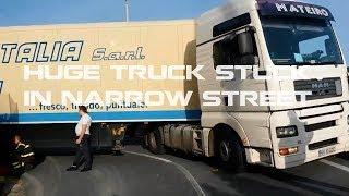 HUGE Truck Stuck in Narrow Street - Big Truck Move on the Tiny Road Compilation