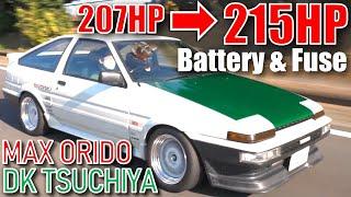 215HP AE86 is born by replacing Battery & Fuse - DK Tsuchiya & MAX Orido