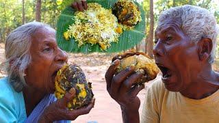 Fish head Biryani recipe cooking by tribe grandmother and grandfather | village cooking review