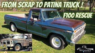 RUSTED JUNK TO PATINA CRUISER , F100 RESCUE WITH HOW TO DIY CHEAP PAINT AND BODY REPAIR