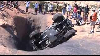 Jeep Rubicon flop in a Hells Revenge tub in Moab