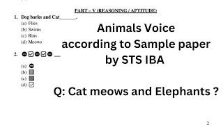 Animal Voices | STS IBA Sample paper| police jobs STS MCQs | reasoning aptitude | FPSc NTs sts