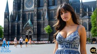 4K AI Art Lookbook Video of Arabian AI Girl ｜ Aachen Cathedral, Germany