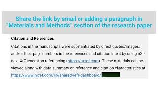 nXr reference manager references and citation dashboard sharing with reviewers