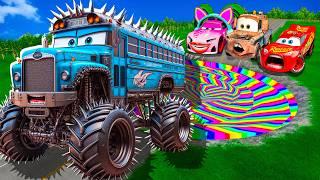 ZOMBIE Pit Transform In Beast Lightning McQueen & Big & Small Pixar Cars! Beam.NG Drive!