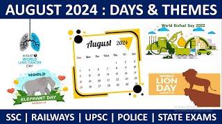 Days and Themes August 2024 | August Important Days & Themes 2024 | Current Affairs 2024.